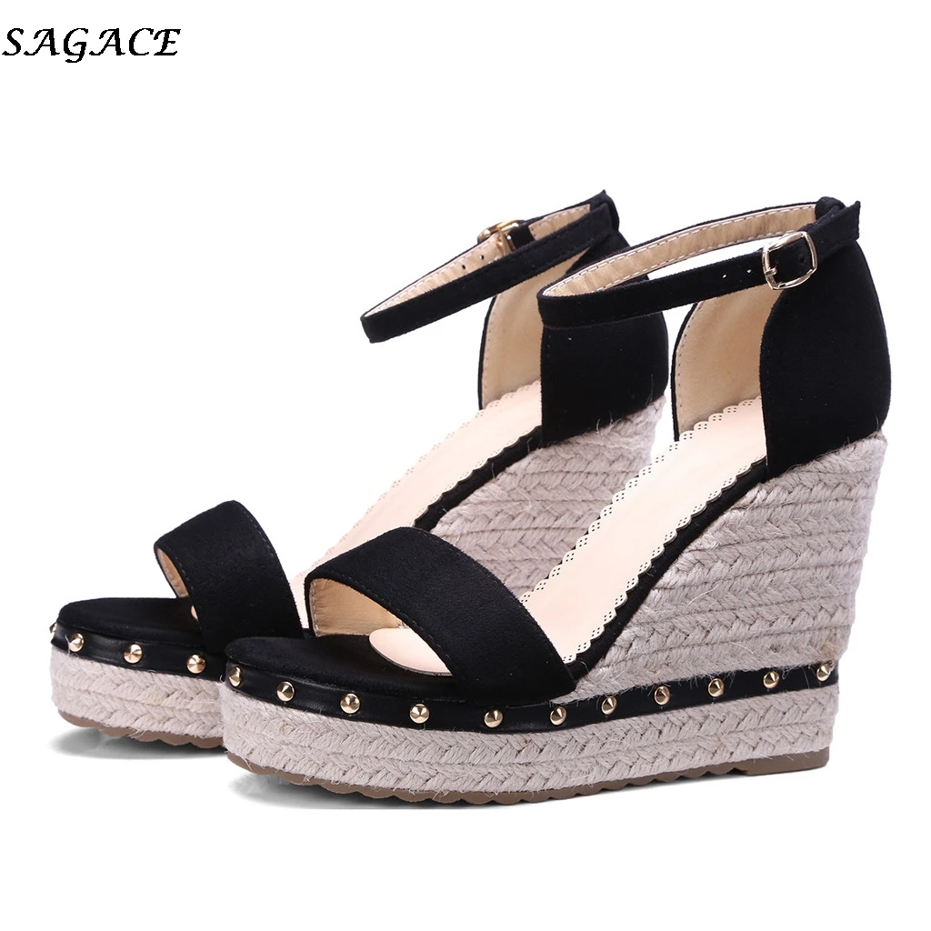 Женские босоножки на танкетке SAGACE летние платформе с открытым носком высоком