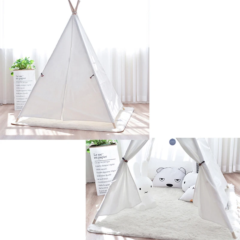 Детские игрушки палатка хлопок холст прорезыватель Tipi девочка игровая милый