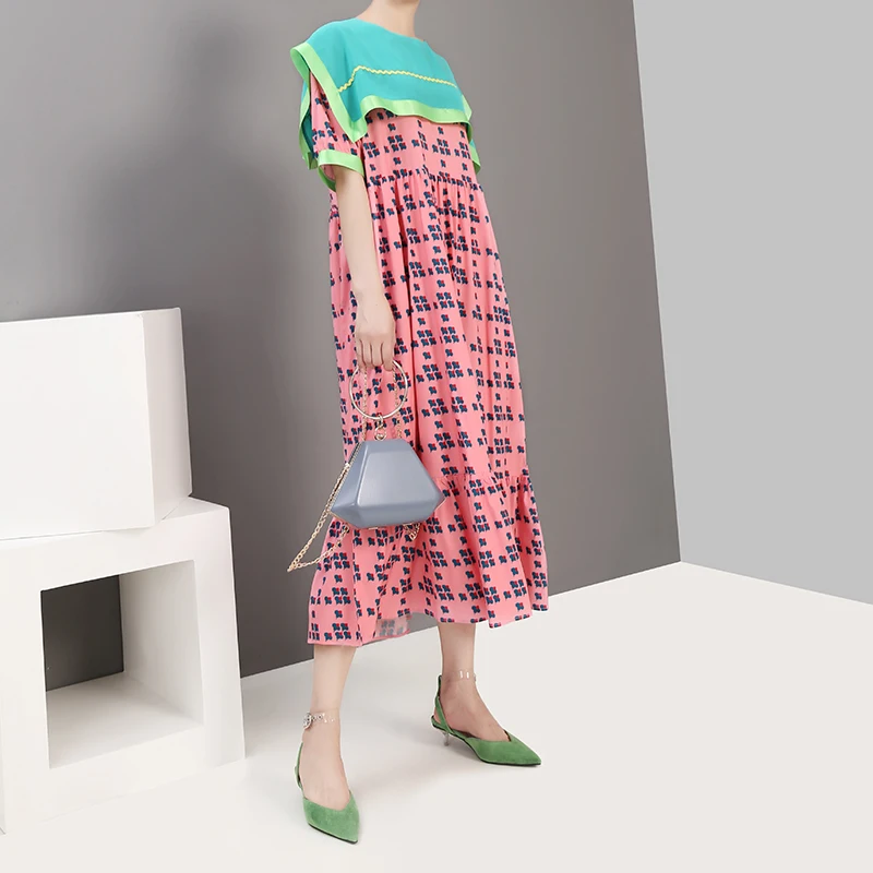 Новинка 2019 корейский стиль женское летнее платье трапециевидной формы длинное