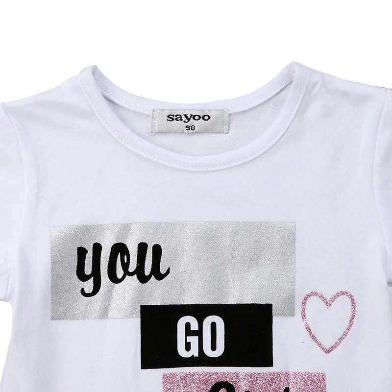 Детская одежда для девочек летний комплект одежды милых маленьких футболка с