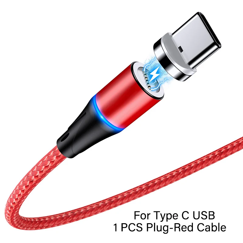 For Type C Red Магнитный USB кабель Micro usb type C для iPhone 7 3A кабели быстрой зарядки для Xiaomi MI9 8 Android Phone QC 3,0 провод зарядного устройства - Цвет: For Type C Red