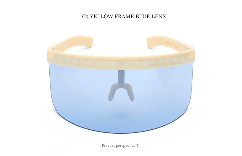 C3 Yellow Frame Blue ROSANNA сексуальные негабаритные солнцезащитные очки с козырьком, женские новые дизайнерские большое зеркало в рамке, солнцезащитные очки, мужские ветрозащитные очки 668 - Цвет линз: C3 Yellow Frame Blue