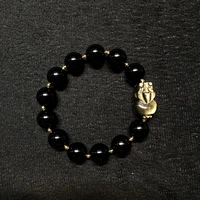 natural stone bracelet fashion jewelry golden pig obsidian animal black beads bracelet lucky men charm bracelets for lovers