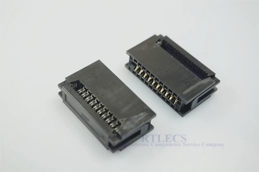 2 pcs IDC Type Card Edge Connector Slot 2.54 mm Pitch 10 14 16 20 24 26 30 34 40 50 60 64 Pin PCB Socket Flat Cable 1.27 mm
