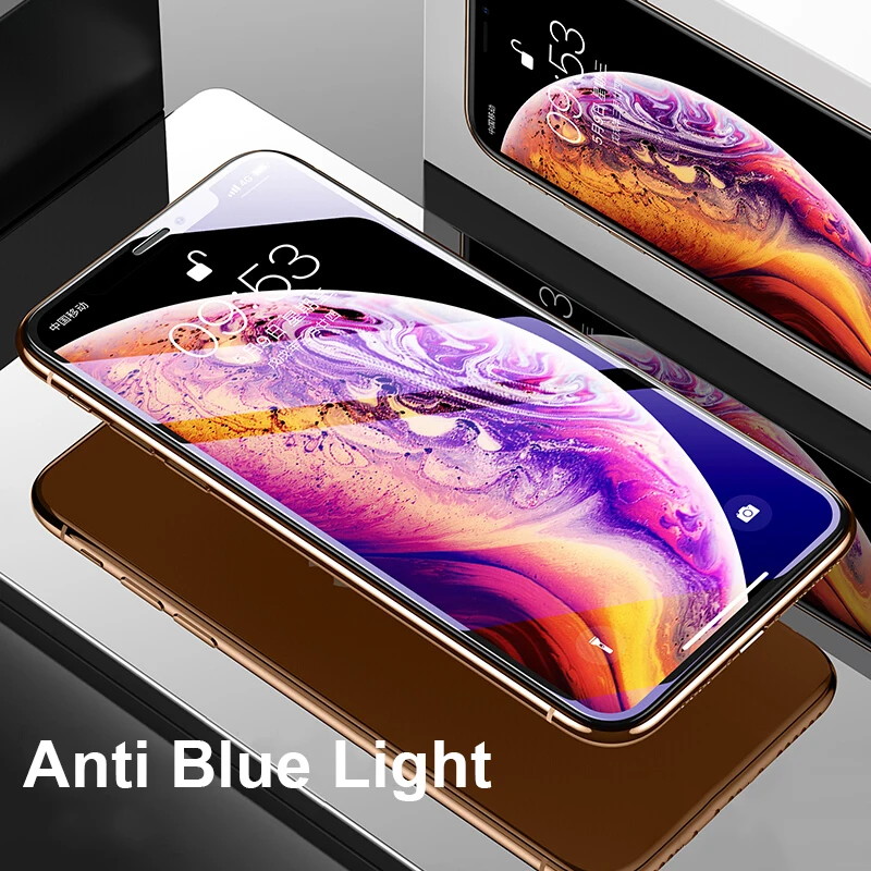 Baseus 0,3 мм Защитная пленка для экрана из закаленного стекла для iPhone Xs Max Xr 3D полное покрытие Защитная пленка для переднего стекла для iPhone XsMax - Цвет: Anti Blue Light