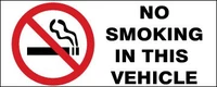 NO SMOKING IN THIS VEHICLE5x2 inchSelf adhesive label stickerproduct code PL22 free shipping