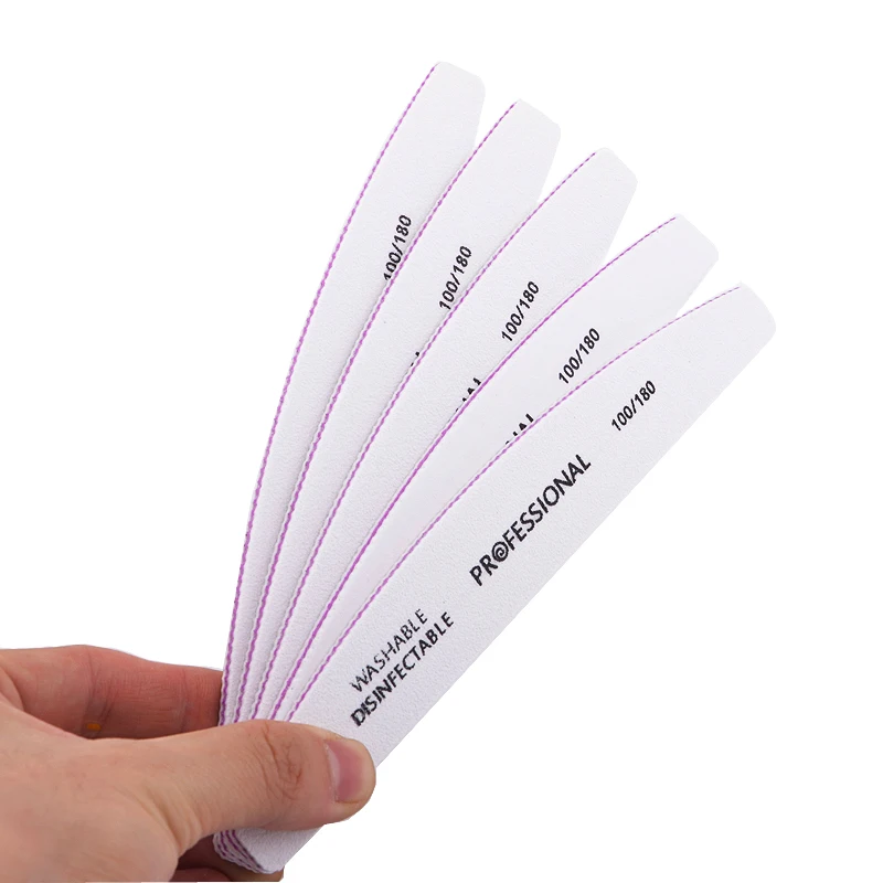 25pcs/lot Nail Sanding Buffer Block Files 100/180 White Boat Pedicure Manicure Polishing Tools Double Side |