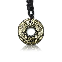 pendant necklace chinese dragon pixiu natural gold obsidian menwomen animal lucky pendant with copper chain fashion jewelry