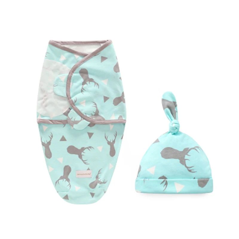 grey Fawn L Пеленки для новорожденного+ шляпа наборы хлопок детское одеяло для новорожденных Фотография реквизит постельные принадлежности мультфильм спальный комплект для младенца 0-6 месяцев - Цвет: grey Fawn L