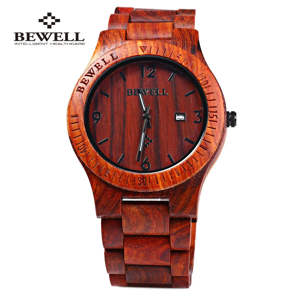 Bewell ZS-W086B Элитный бренд деревянные часы Мужчины Аналоговый кварцевый механизм