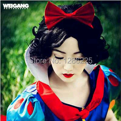 Snow White Princess Cosplay Wig Adult Size Women Custom Curly Medium long Free shipping |