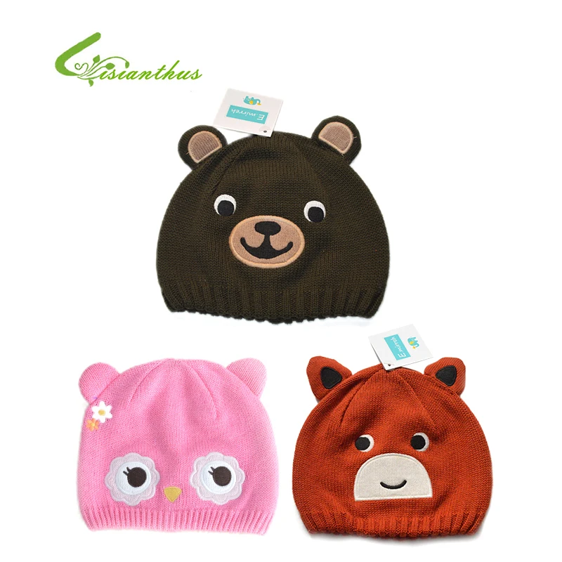 Детские шапки детские вязаные с животными медведем Сова мягкие хлопковые