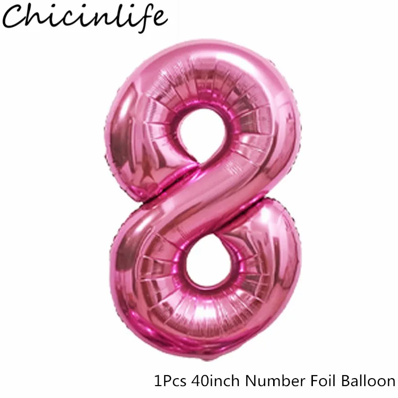Pink 8 Chicinlife 1 шт. 40 дюймов 0-9 номер фольгированный шар на день Рождения Вечеринка Детский душ сувениры для детей свадьба юбилей 1 день рождения принадлежности - Цвет: Pink 8