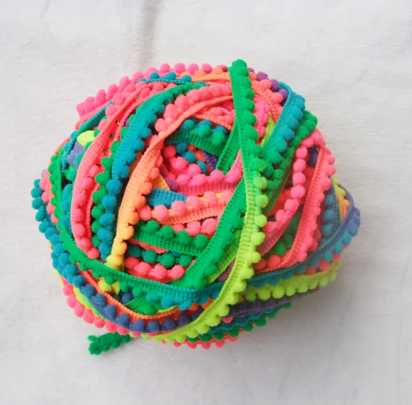 Милый Радужный мини шар с помпоном из полиэстера 5 ярдов аксессуары для швов 0