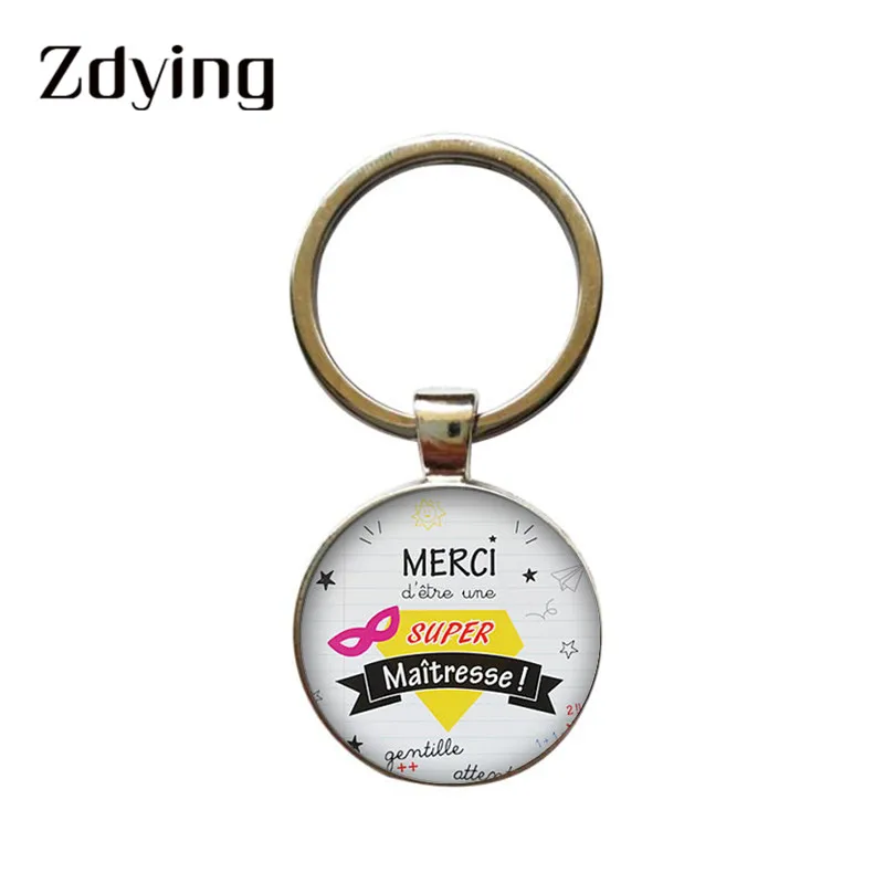 ZDYING Merci Super Maitresse брелок подвеска держатель для ключей бижутерия со стеклянными