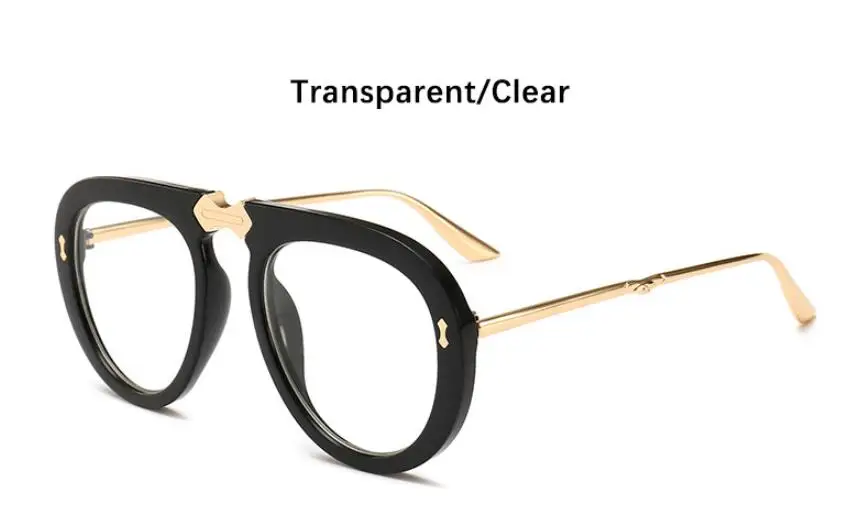 black clear Роскошные негабаритных солнцезащитных очков для женщин Ретро Бренд Дизайнер Большая оправа солнцезащитные очки модные черные оттенки 90s Прозрачные очки Пилот Стиль - Цвет линз: black clear