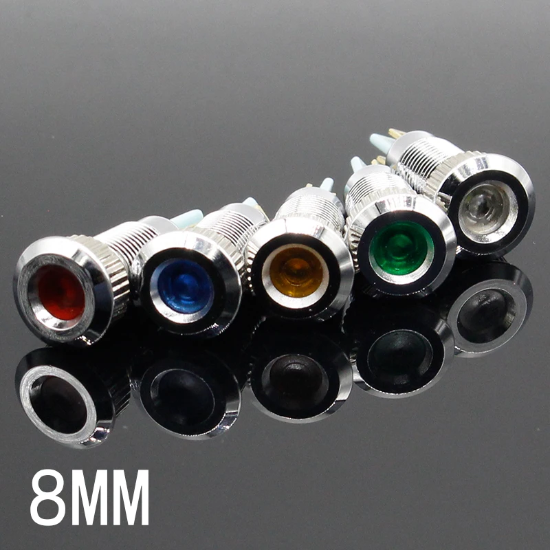 Металлический светодиодный индикатор 8 мм водонепроницаемая сигнальная лампа 6 в