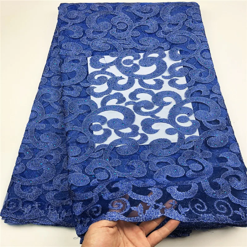 African French Tulle Net Lace Fabric with Beads Fashion Nigerian Wedding Fabrics For Dress CHYF2 (4) | Дом и сад