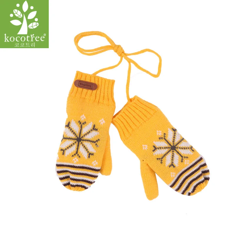 Gloves Детская зимняя шапка, шарф, варежки, набор разноцветных полосатых вязаных детских шапок, теплые перчатки для мальчиков и девочек - Цвет: Gloves