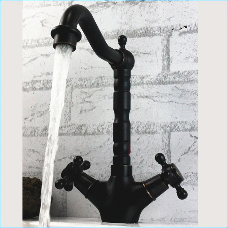 Europe style Black antique brass Rotatable mixer tap dual holder single hole kitchen faucet Free Shipping J14805 | Обустройство дома