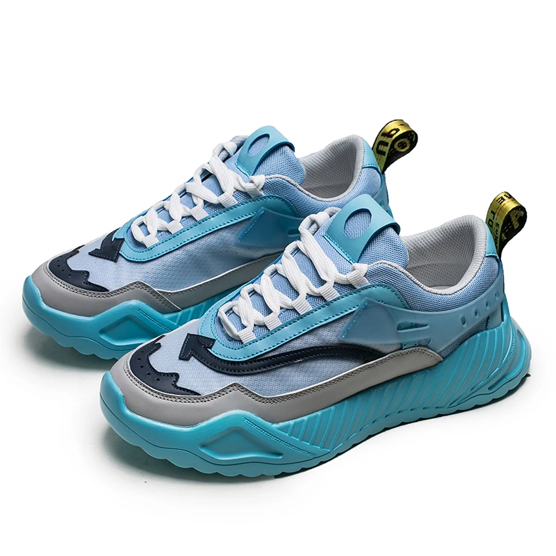 Мужские кроссовки для бега синие с дышащей сеткой светильник спортивная обувь
