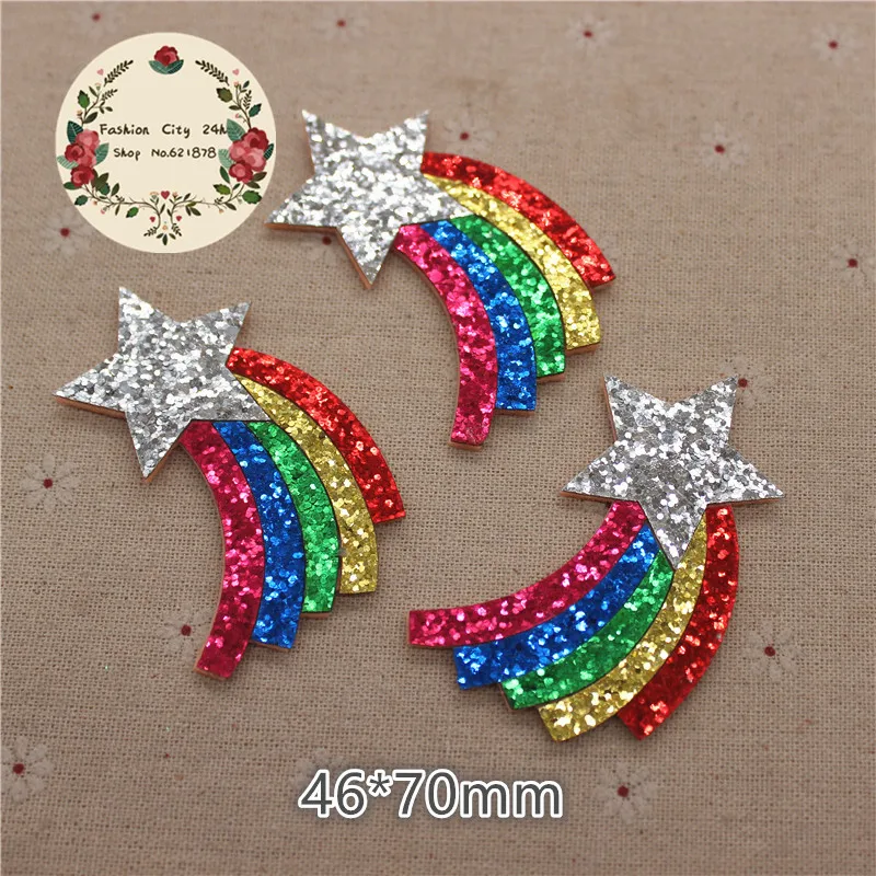 5 шт. блестящая Нетканая кожаная ткань солнце/луна/Радуга/облако аппликации патчи