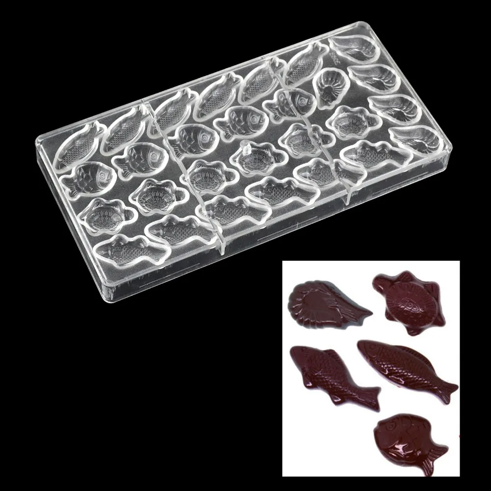 

3D форма рыбы шоколадные формы домашняя пищевая выпечка Поликарбонат шоколадная форма конфеты торт Сделай Сам кухонный инструмент для выпе...