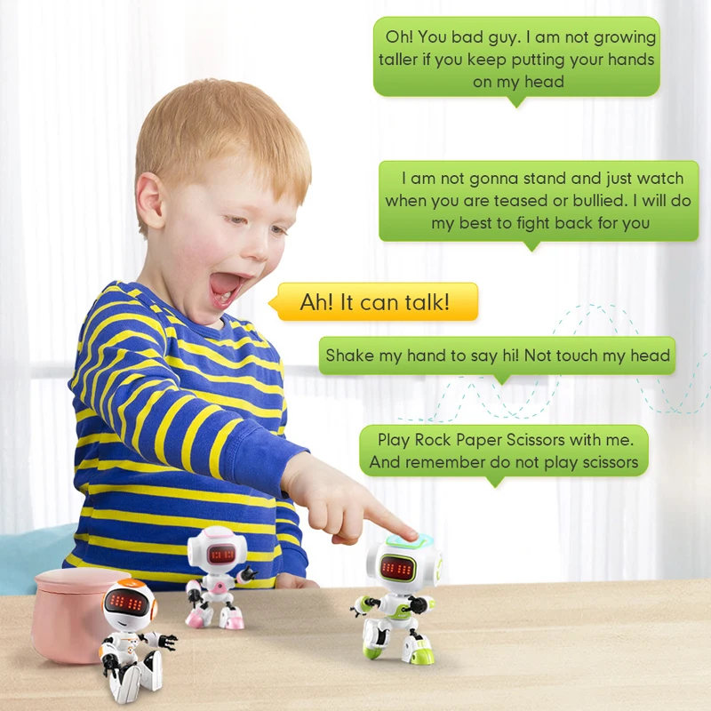 JJRC R8 робот жест Мини Смарт озвученные умные Светодиодные глаза RC DIY Роботы Синий