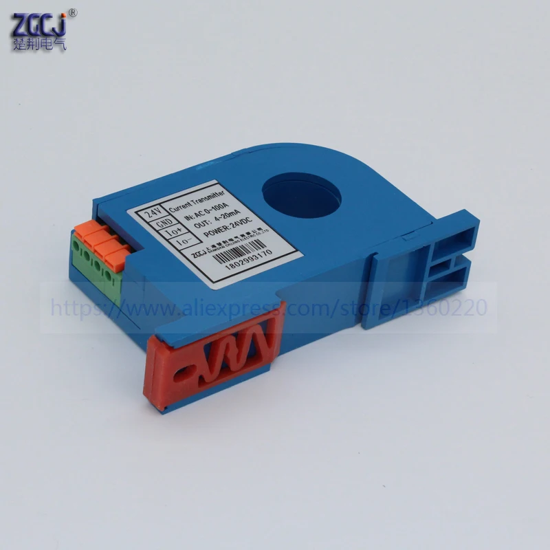 CJ-ACI перфорация AC 0-20A, 30A, 50A, 0-100A преобразователь тока 4-20mA выход перфорированный ac Ампер преобразователь сигналов