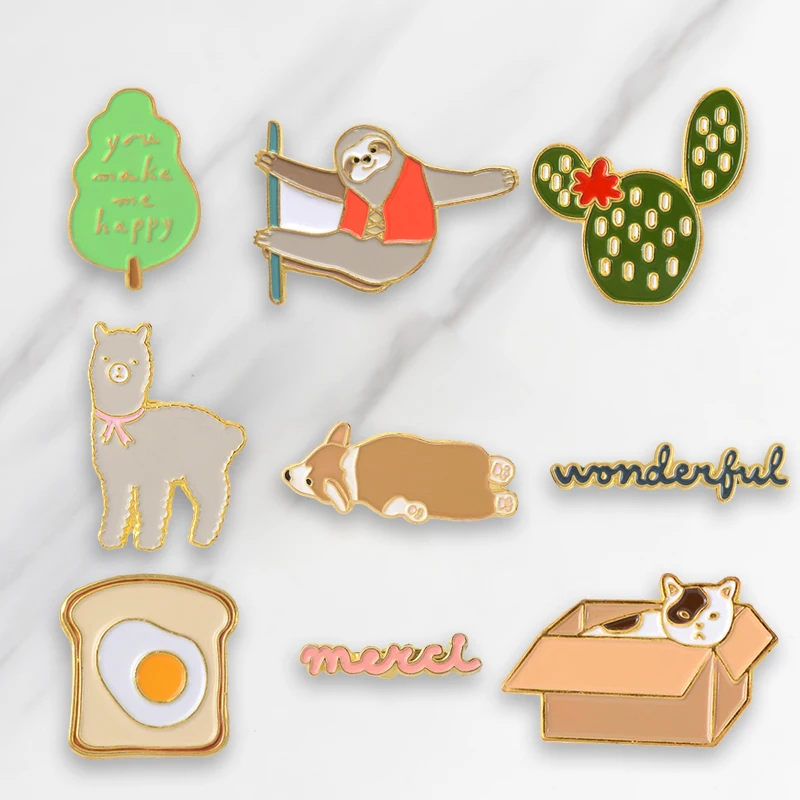 9 видов стилей собака маска ленивого кота альпака мягкие эмалевые Броши с