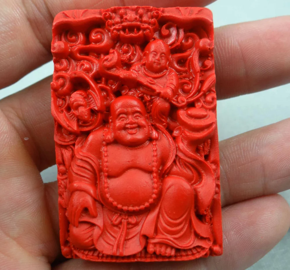 Ожерелье с подвеской в виде Будды красного цвета 57*38 мм|cinnabar pendant|buddha pendantpendant buddha |