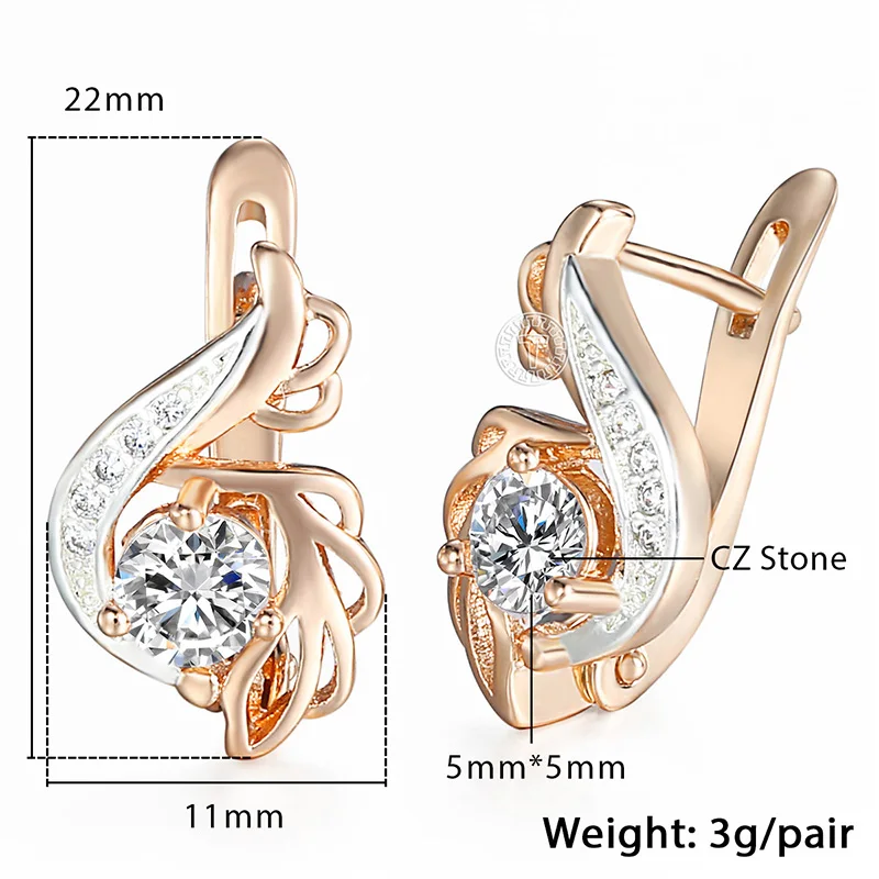 Женские серьги-гвоздики с белым цветком и кубическим цирконием 585, серьги из розового золота для женщин, ювелирные изделия, подарки на день Святого Валентина, Прямая поставка GE131