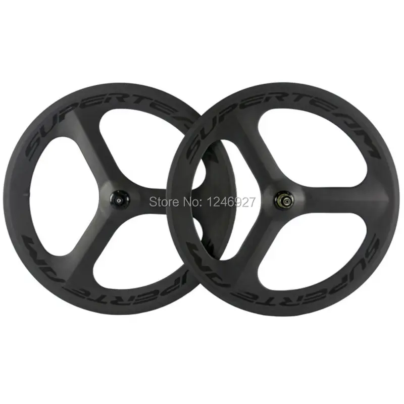 Карбоновое колесо суперкоманды матовое покрытие 3 спицами глянцевое клинцевое 70