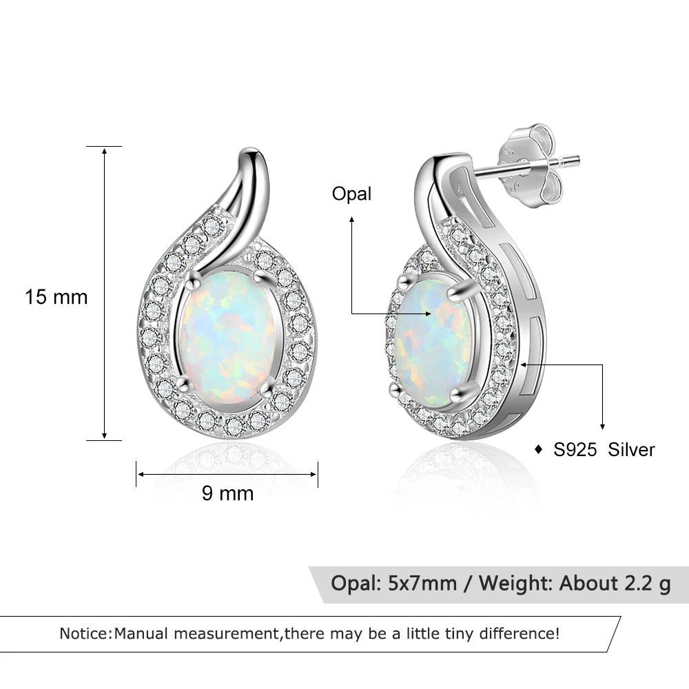 Геометрическая белая запонка с опалом серьги из стерлингового серебра 925 пробы
