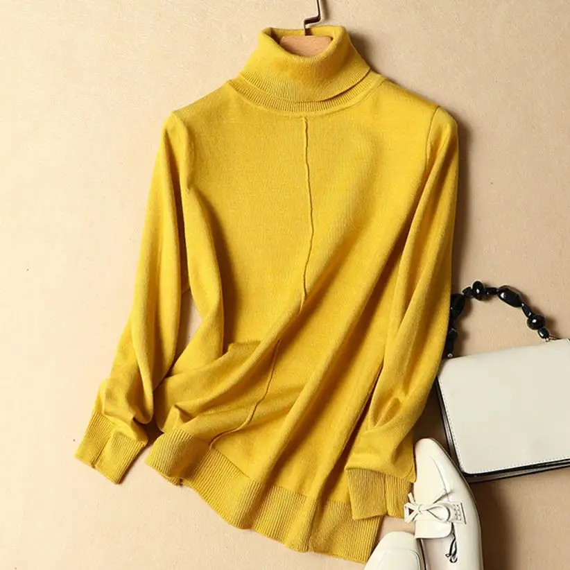 14 видов цветов Для женщин негабаритных основной трикотажные Свитер с воротником