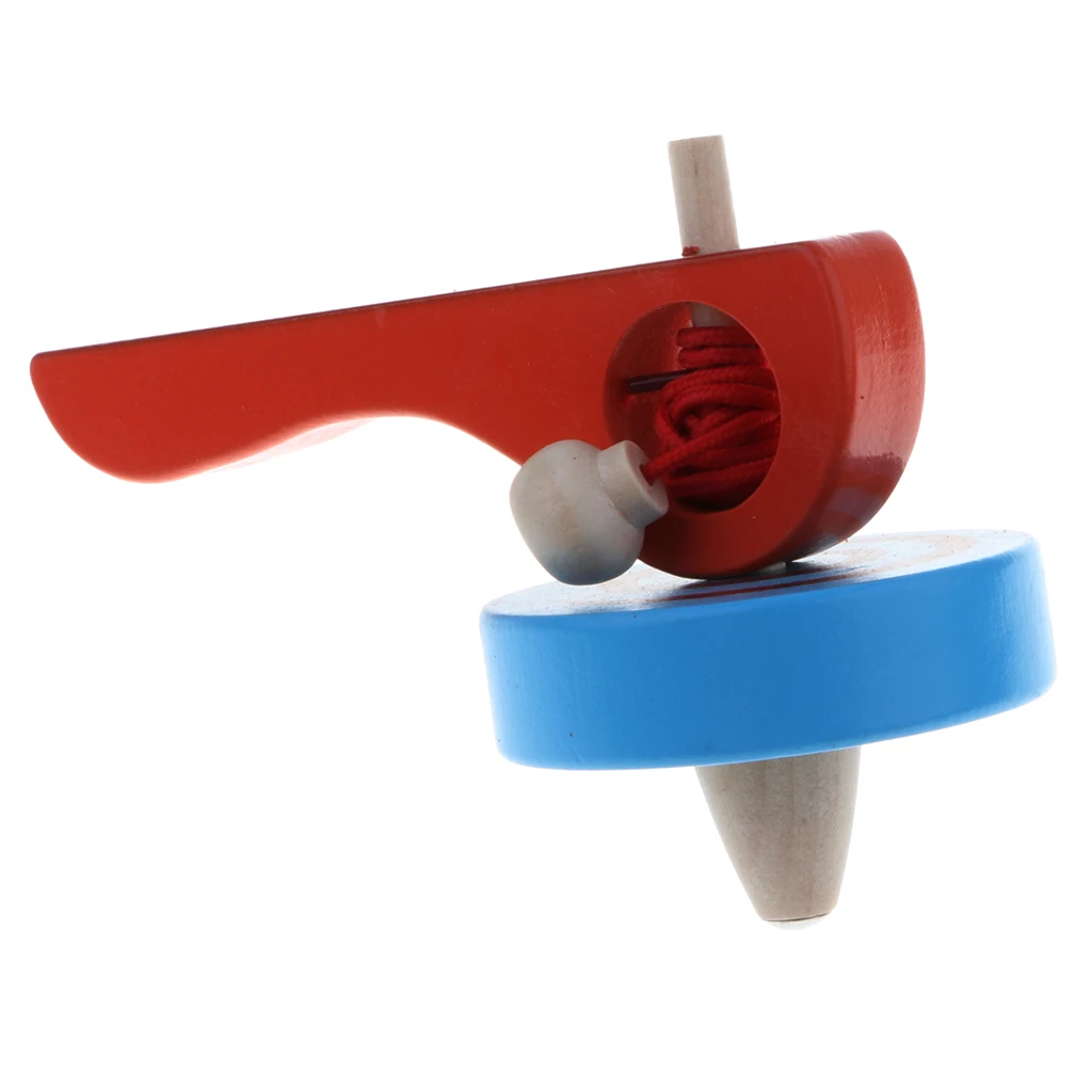 Деревянная винтажная спиннинговая игрушка с веревочным шнуром детская игра