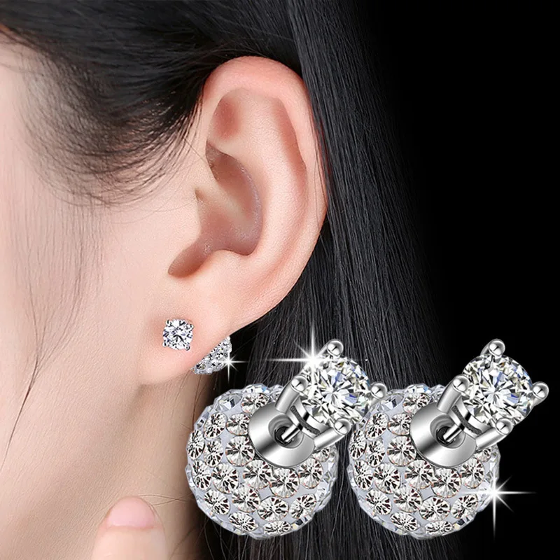 Женские серьги гвоздики из серебра 925 пробы с кристаллами|earrings fashion|earrings wholesalefashion