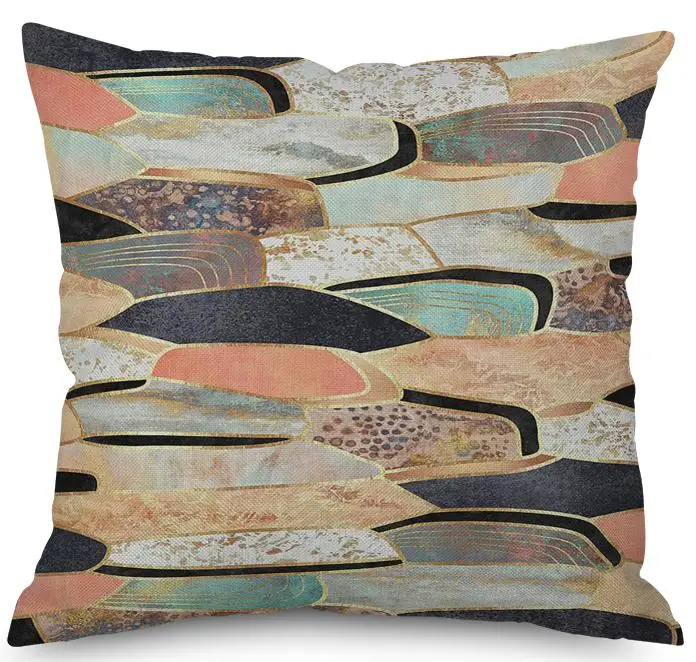 Nordic Style Watercolor Geometry Throw Cushions Creative Ink Mountaion Stone Geometric Printed Plush Chair Pillow Seat Pad - Цвет: A20