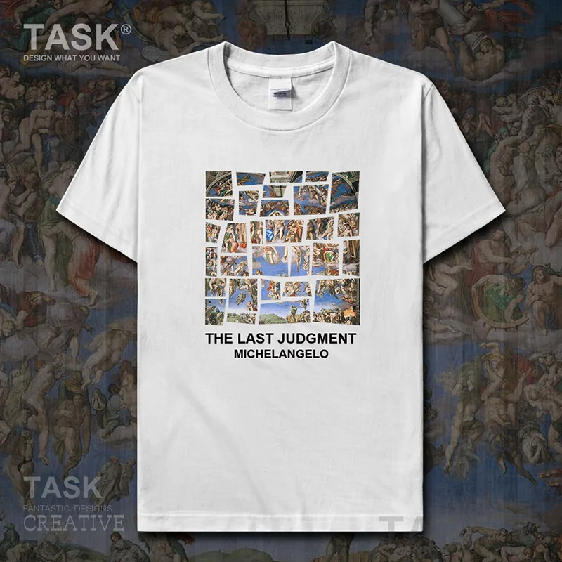 

Индивидуальная модная масляная живопись Мужская футболка LastJ udgment РЕТРО ПРИНТ короткий рукав одежда хлопок летняя повседневная Уличная оде...