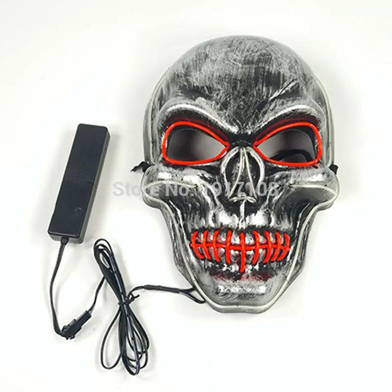 Новый Хэллоуин вечерние Маскарадная маска череп голова мода светодиод мигает