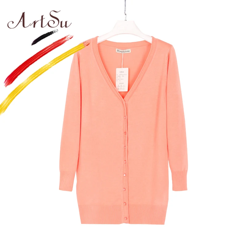 Женский длинный кардиган с V образным вырезом и длинным рукавом|cardigan casual|long