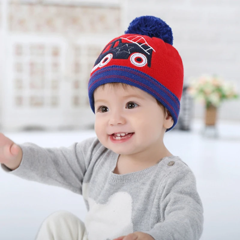 2017 Baby Boy Hat Children Girl Kids Beanie Winter Ear Caps For Boys Car Star Cute Girls Hats Hign Quality BMZ13 | Детская одежда и