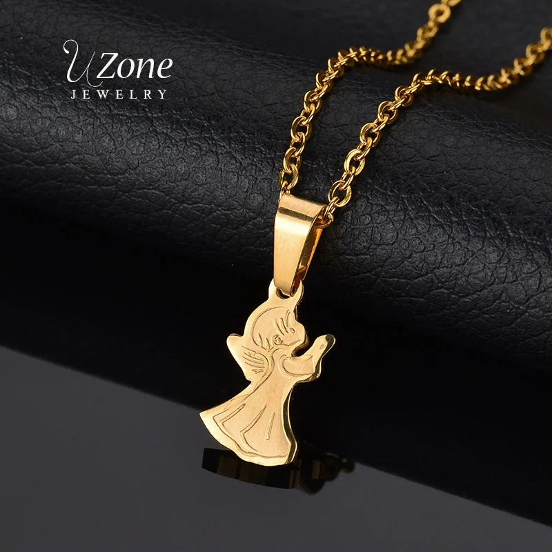 Ожерелье из нержавеющей стали с подвеской в виде мультяшного ангела|stainless steel