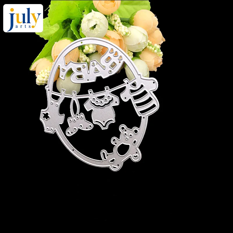 Julyarts Baby Letter Cutting Dies Metal Ellipse Frame Stencils For DIY Scrapbooking Paper Photo Album Teddy Bear Craft | Дом и сад