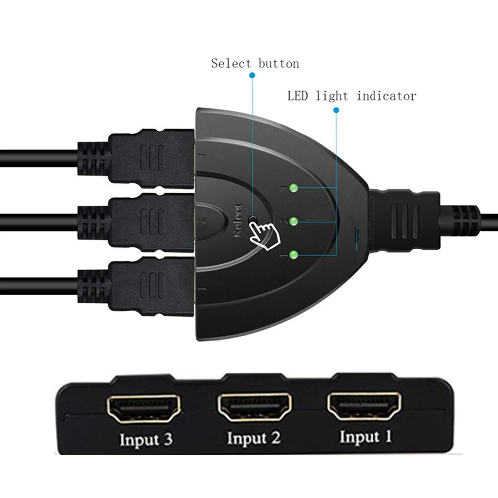 HDMI переключатель с пультом дистанционного управления 3x1 3 Порты и разъёмы
