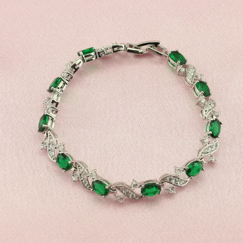 WPAITKYS зеленый кубический цирконий серебряный цвет Ювелирные наборы для женщин