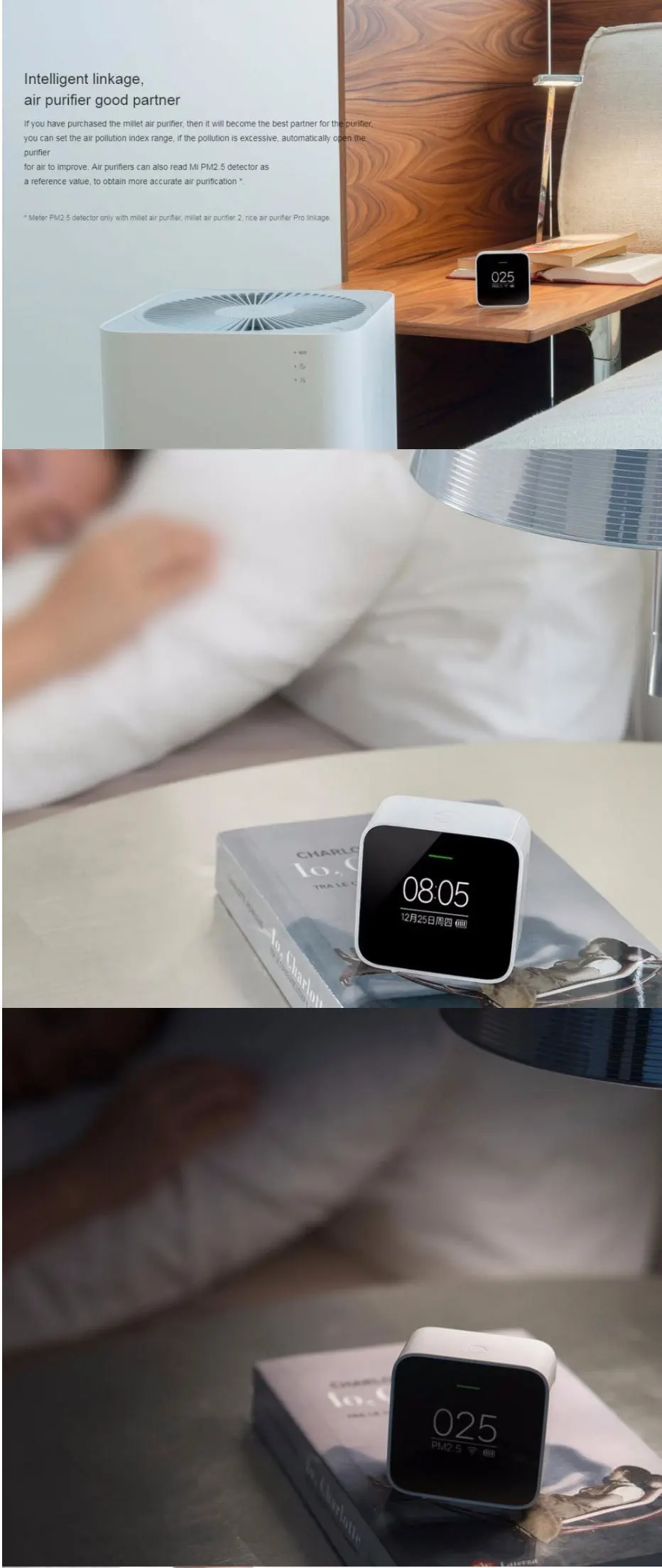 Xiaomi Smart Air качество PM2.5 монитор детектор OLED дисплей точный лазерный датчик Белый Уход за здоровьем приложение контроль