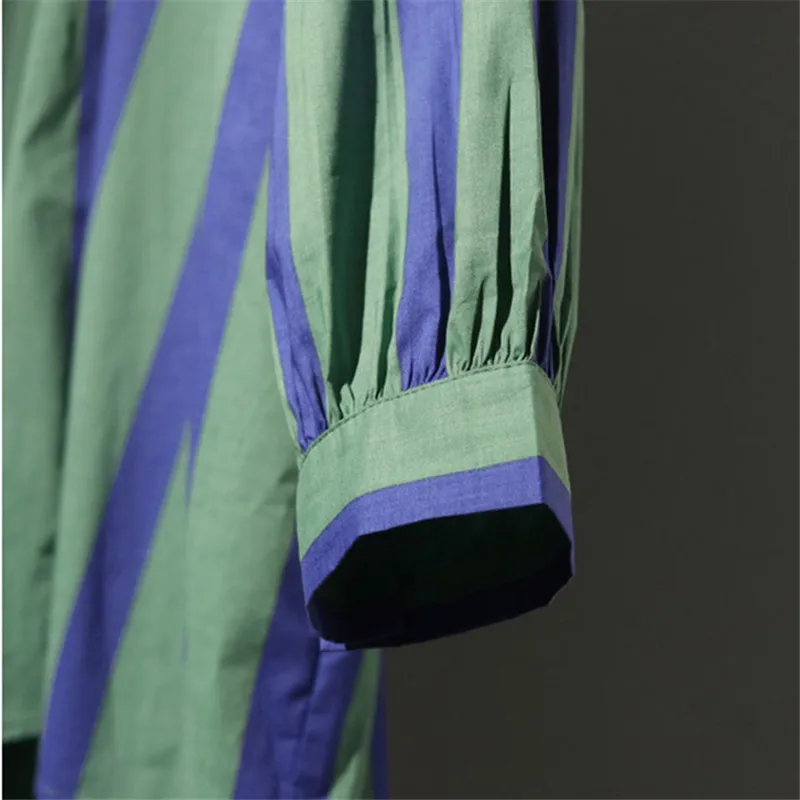 Korobov Shirts 2019 New Korean Vintage Striped Female Blouse Loose Casual Mujer Blusas Tops Long Patchwok 76753 |