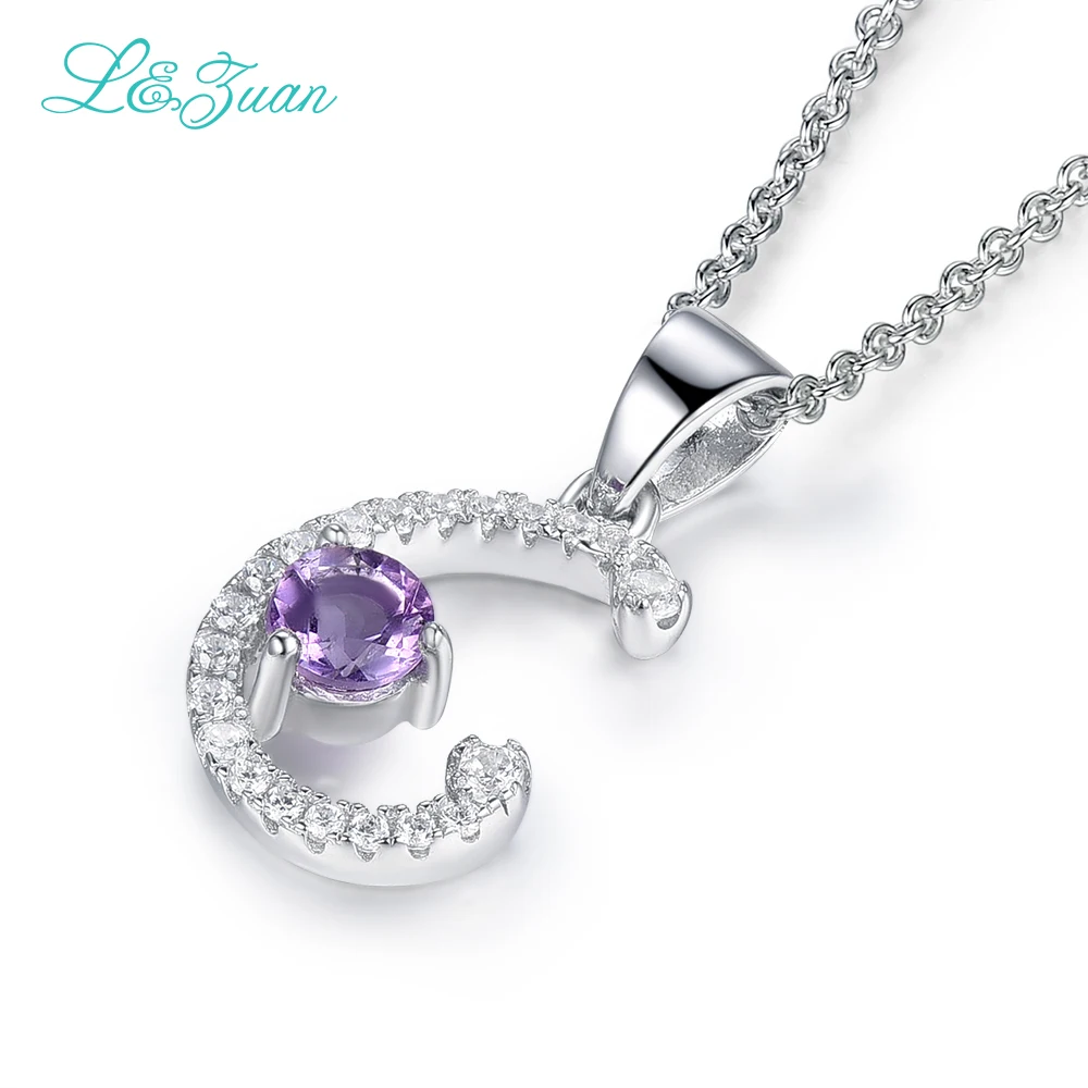 L&ampzuan 100% 925 Sterling Silver Letter C Pendant for Woman 0.74ct Gemstones Charm Pendants Necklace Fine Jewelry Chains | Украшения и