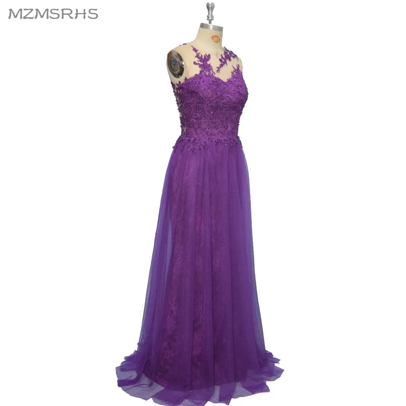 Robe De Soiree Purple Evening Party Dress Real Photos Nude Tulle Diamond Occasion 2017 Formal Long | Свадьбы и торжества